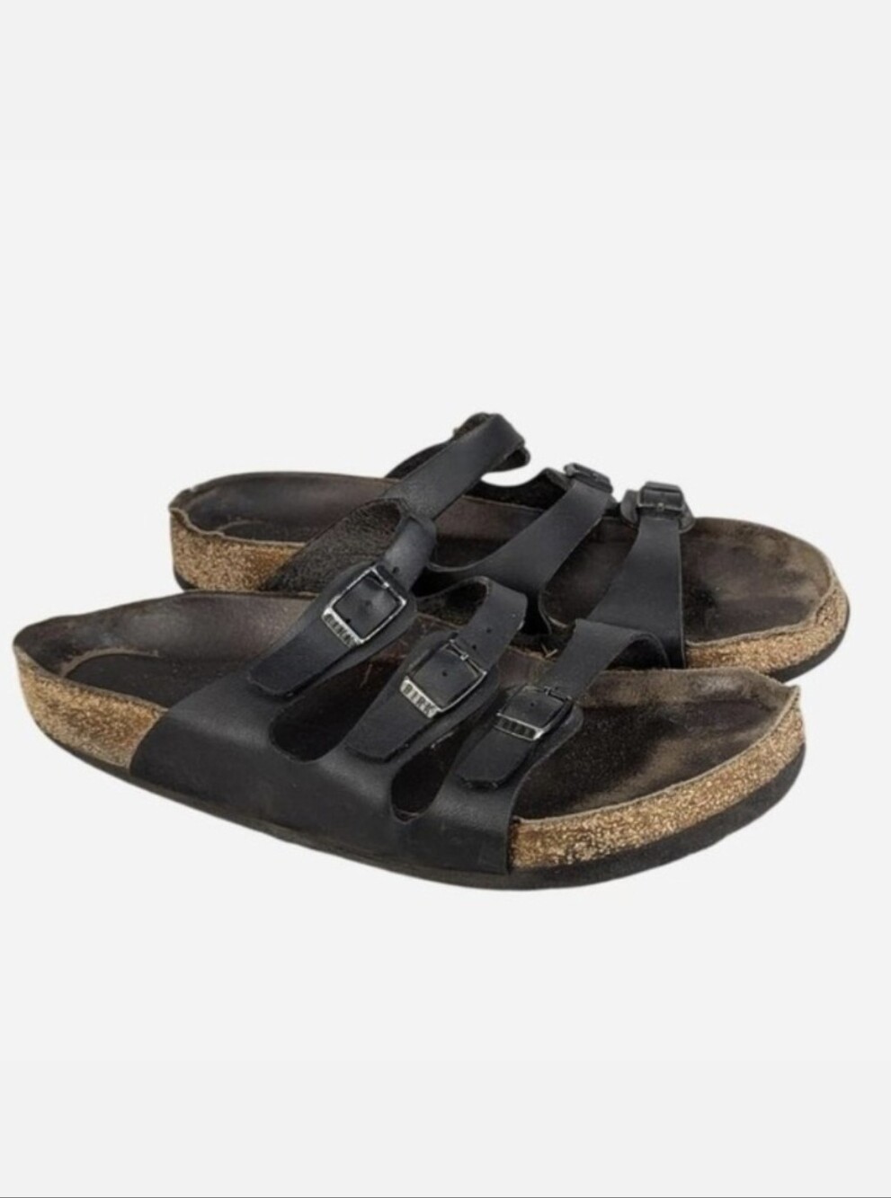 Birkenstock Florida Black Leather Three-Strap Slide Sandal EU 40 US 9-9.5